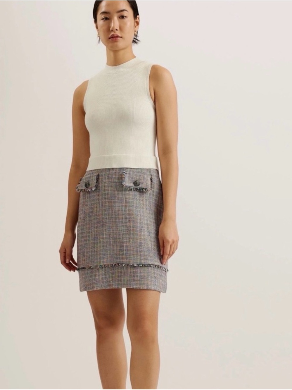 Ted Baker Mayumid tweed mini dress.